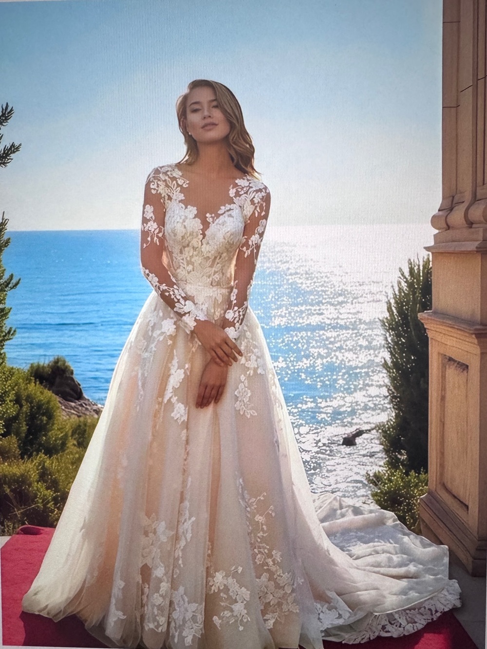 Sheer Lace A-Line Wedding Dress
